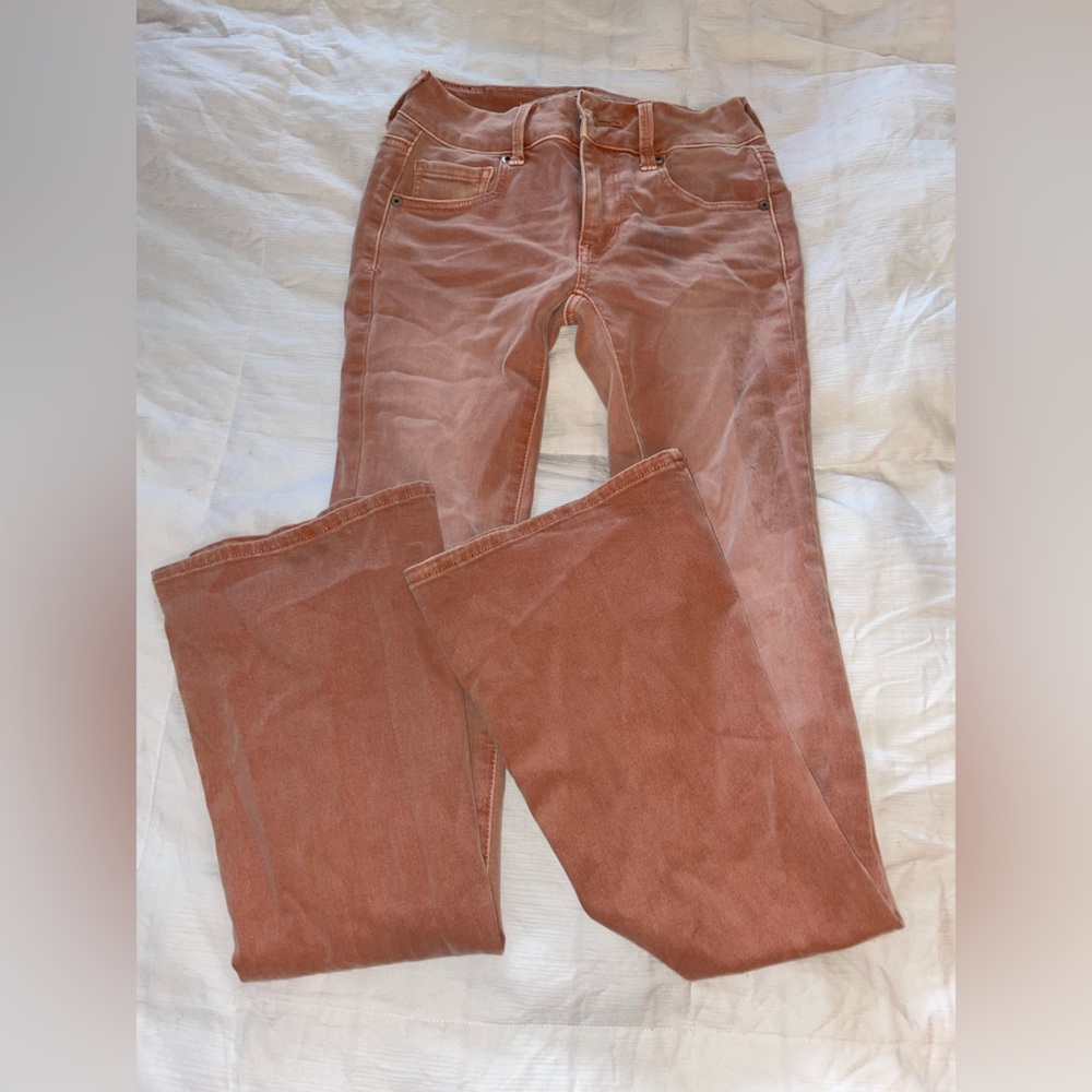 American Eagle Pink Flare Jeans, 00